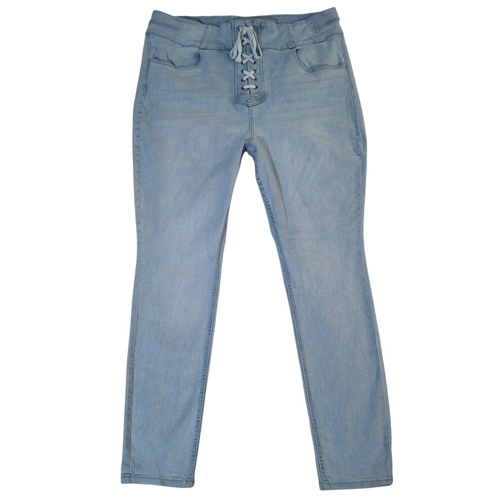 Free People Skinny Jeans‎ Women's Size 35 Light Wash Lace Up We The Free